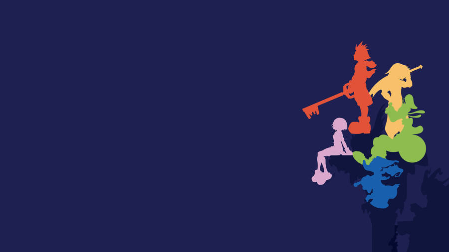 The Iconic Image Of Sora, Kairi And Riku In Front Of The Heartless Emblem, From The Classic Video Game Series, Kingdom Hearts. Wallpaper