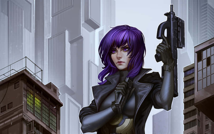 The Iconic Motoko Kusanagi Reinforcing Cyber-security Wallpaper