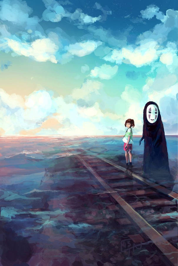 The Joys Of Friendship - Chihiro And No-face From Spirited Away Wallpaper