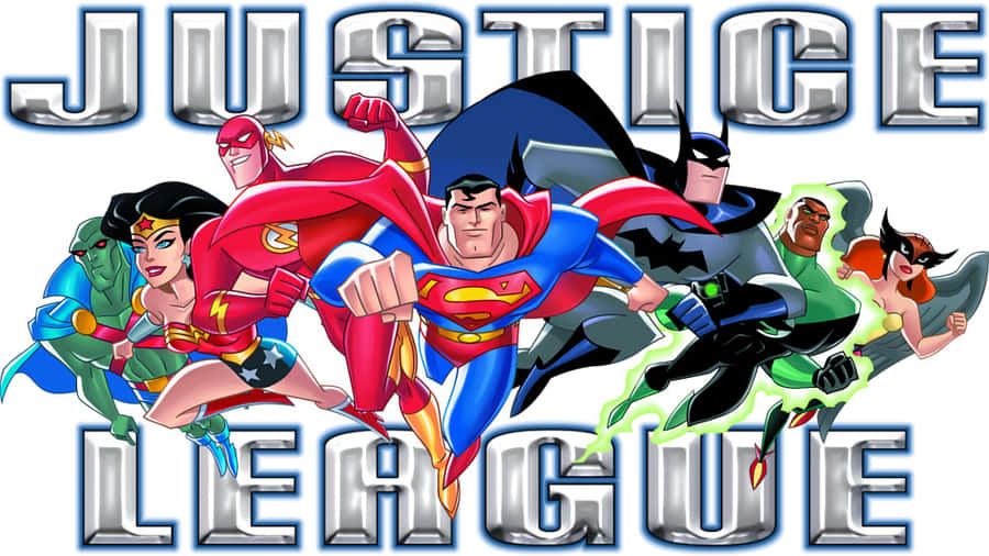 The Justice League Unlimited Team Standing Together In Action Wallpaper