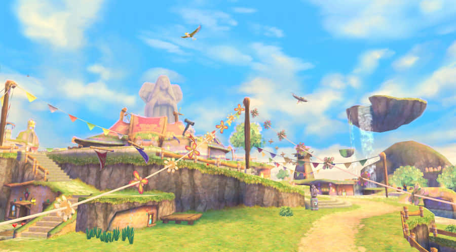 The Legend Of Zelda Skyward Sword - Hero And Adventure In Beautiful Landscape Wallpaper