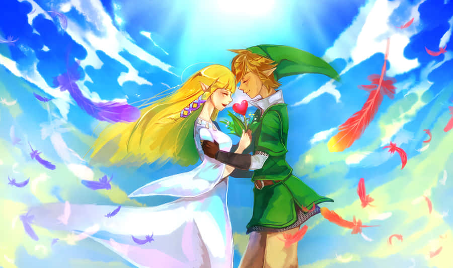 The Legend Of Zelda: Skyward Sword - Link And Fi Exploring The Vibrant World. Wallpaper