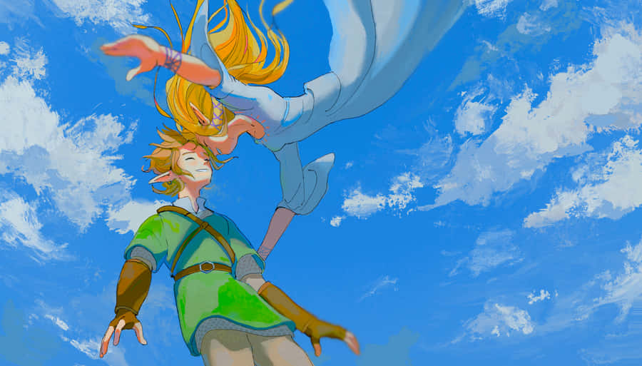 The Legend Of Zelda: Skyward Sword - Link And Zelda Adventure In The Sky Wallpaper