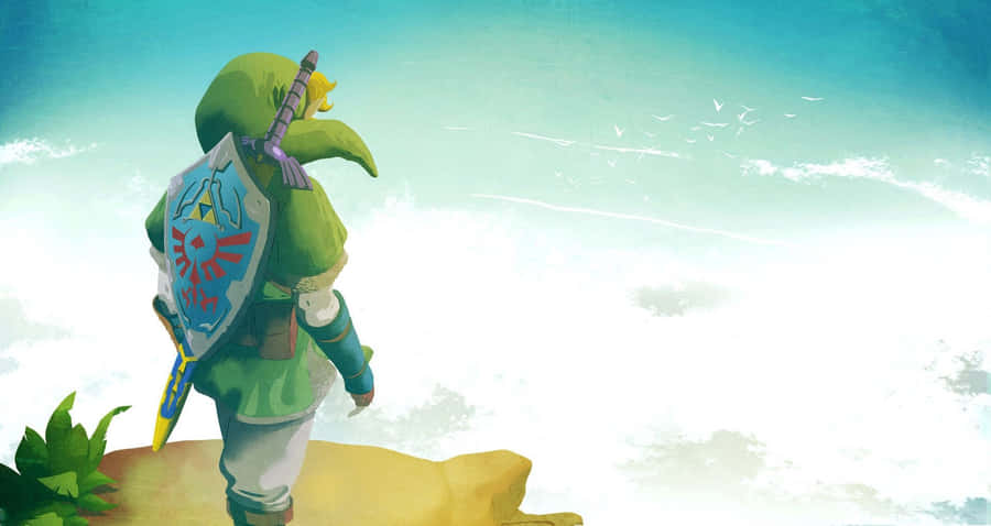 The Legend Of Zelda: Skyward Sword - Link And Zelda Amidst A Breathtaking Landscape Wallpaper