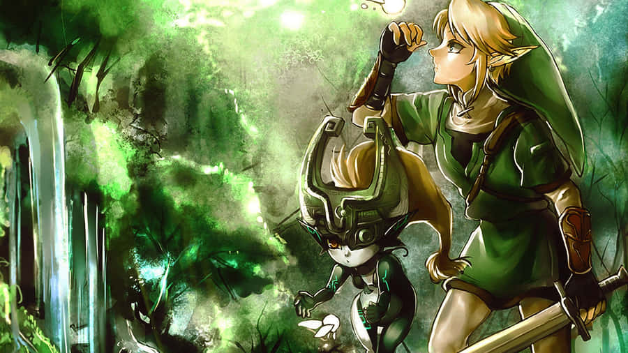 The Legend Of Zelda: Twilight Princess - Midna And Link Venture Through The Twilight Realm Wallpaper