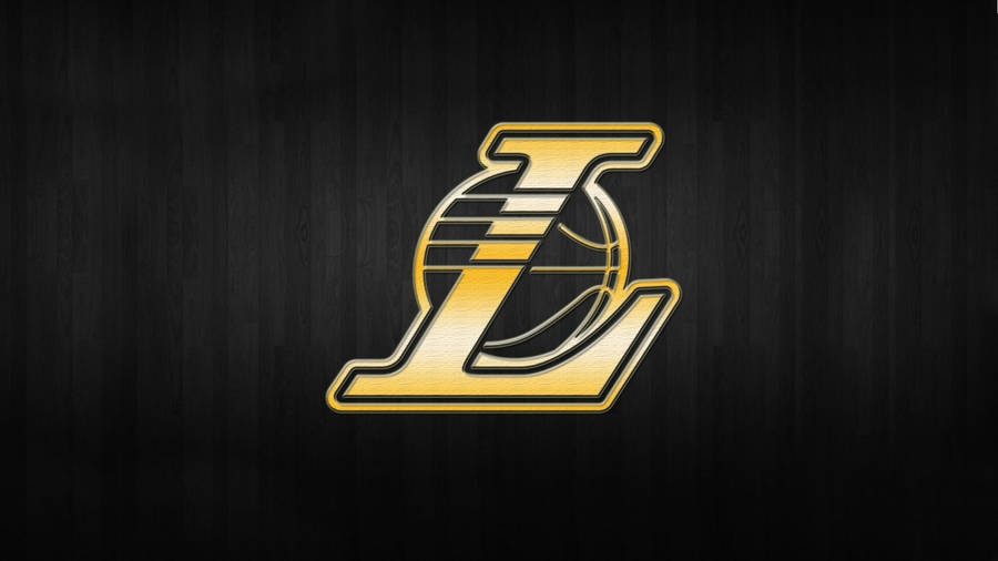 The Los Angeles Lakers Logo Shines In Black And Gold Wallpaper