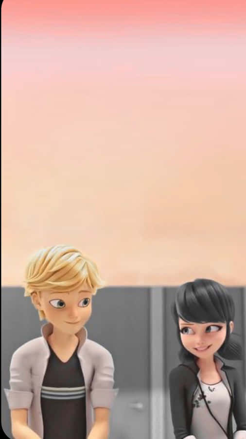 The Lovebirds Marinette And Adrien In Paris Wallpaper