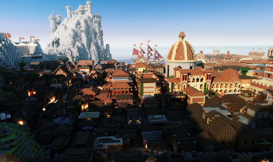 The Magnificent Minecraft Cityscape Wallpaper