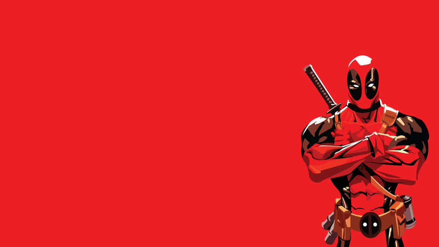 The Merc With A Mouth, Deadpool, In His Iconic Red And Black Suit Wallpaper