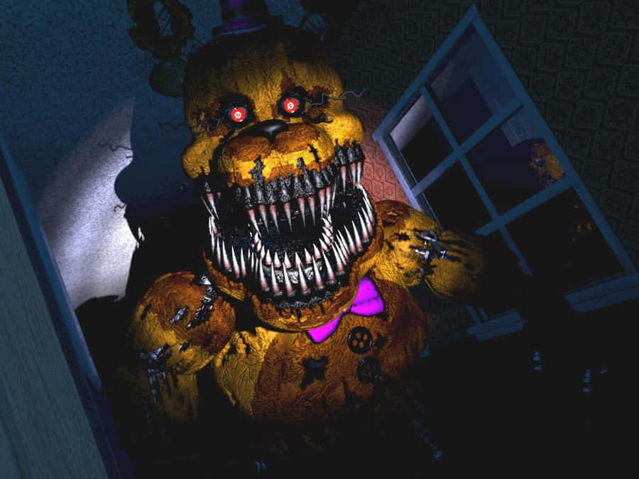 The Mysterious Golden Freddy In Action Wallpaper
