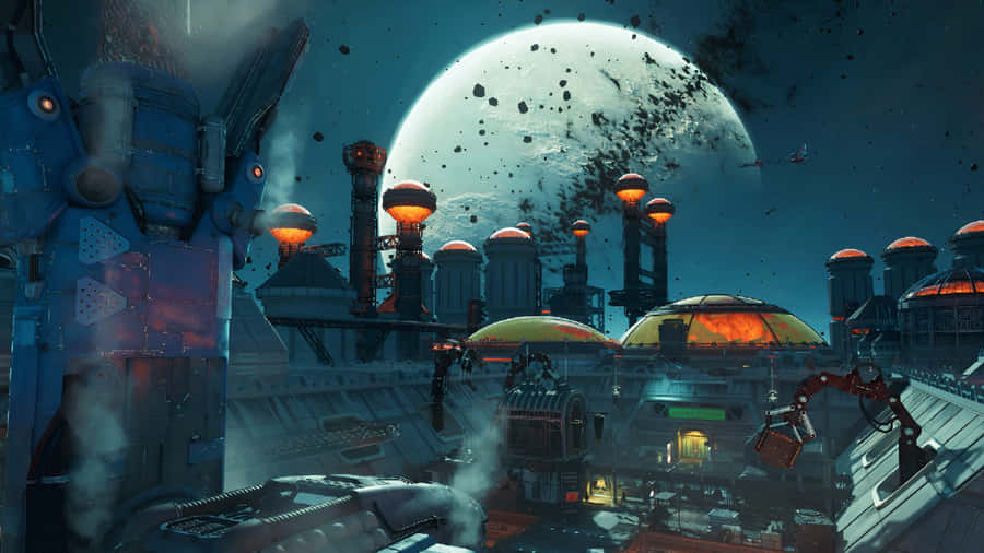 The Outer Worlds 2 Sci Fi Cityscape Wallpaper