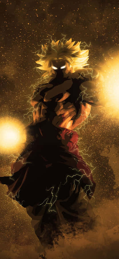 The Power Of Broly Displayed Through An Iphone! Wallpaper