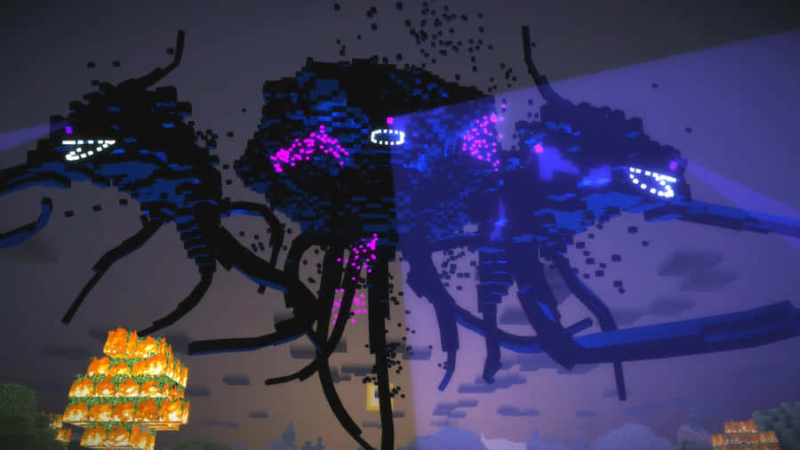 The Powerful Wither Boss In Minecraft Wallpaper