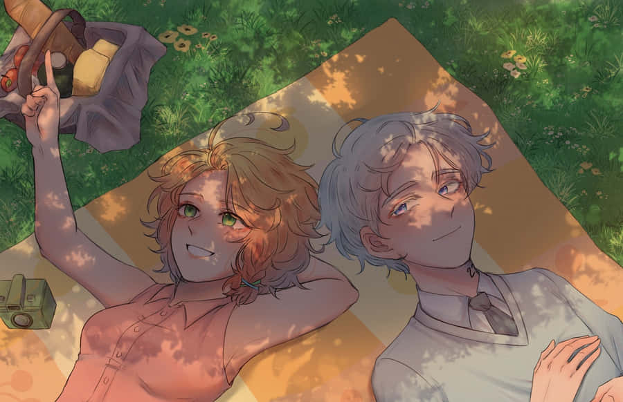 The Promised Neverland's Norman Gazing At The Horizon In A Dramatic Scenery Wallpaper