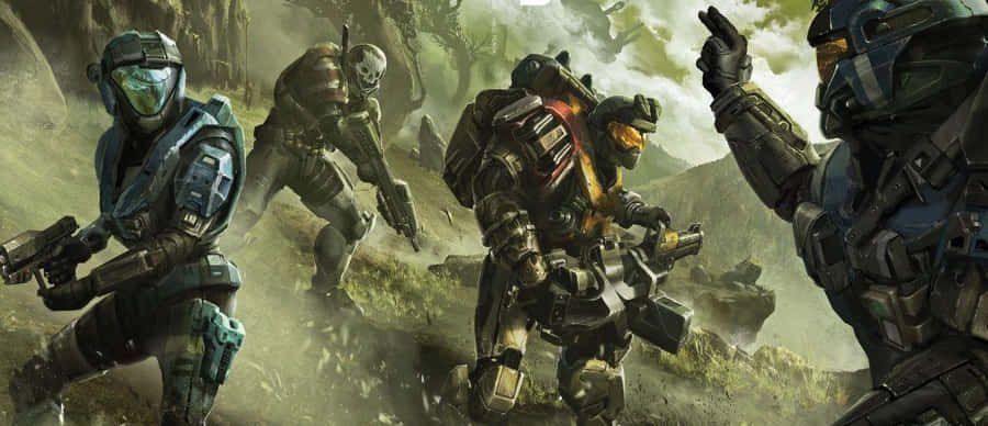 The Red Team Of Spartans In Action Wallpaper