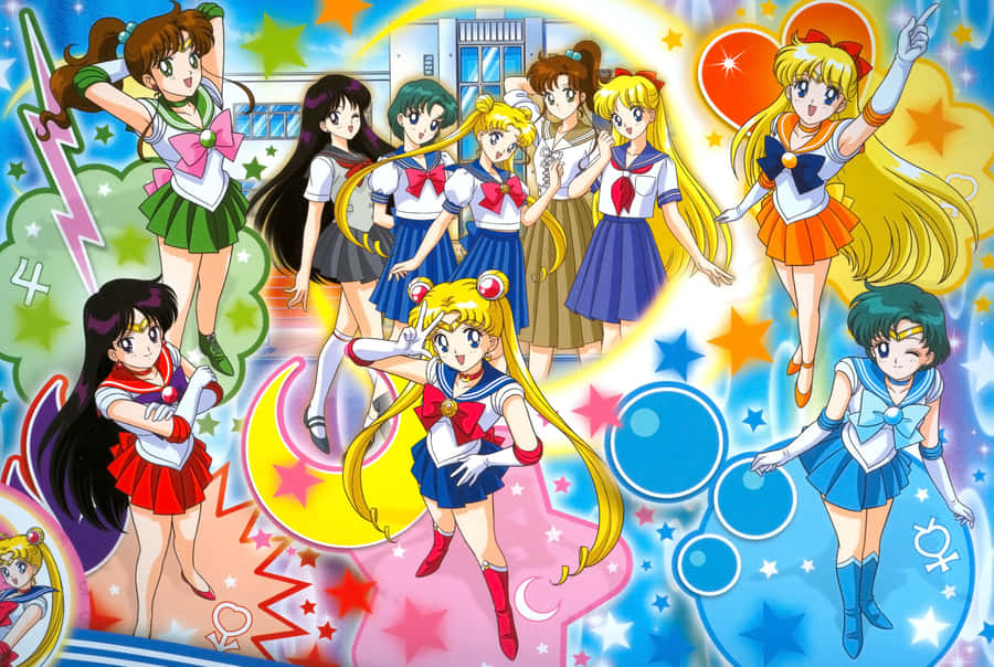 The Sailor Senshi Make Forms As Sailor Venus Takes Action Wallpaper