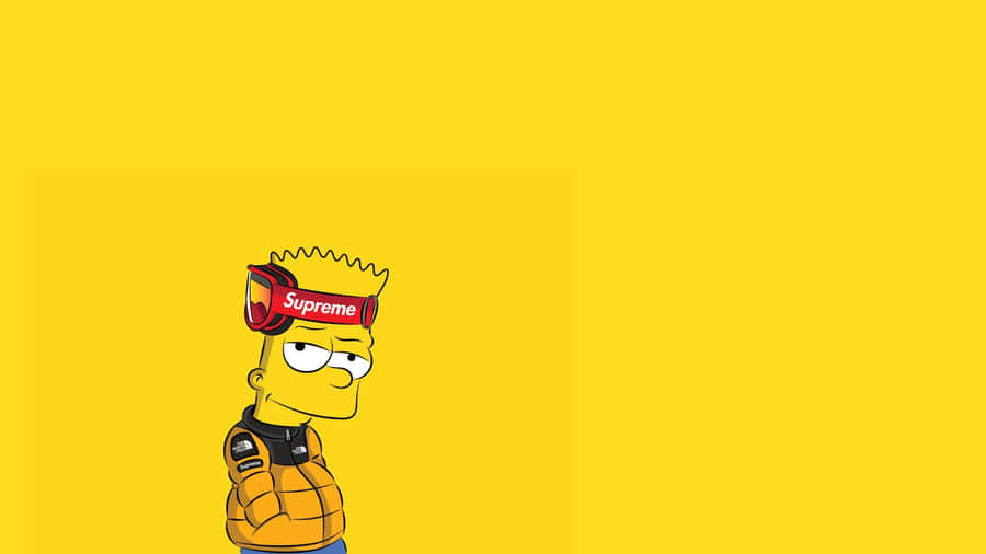The Simpsons Cartoon Character Is Standing On A Yellow Background Wallpaper