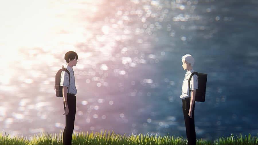 The Summer Hikaru Died Two Boys Standing Grass Wallpaper