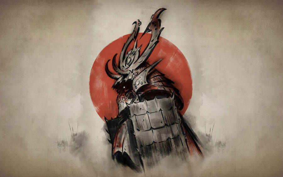 This Vibrant Painting Displays A Classic Samurai Fight Scene Wallpaper