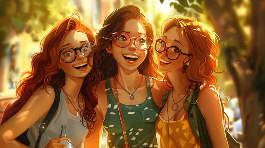 Three Friends Sunlit Smile Pfp Wallpaper