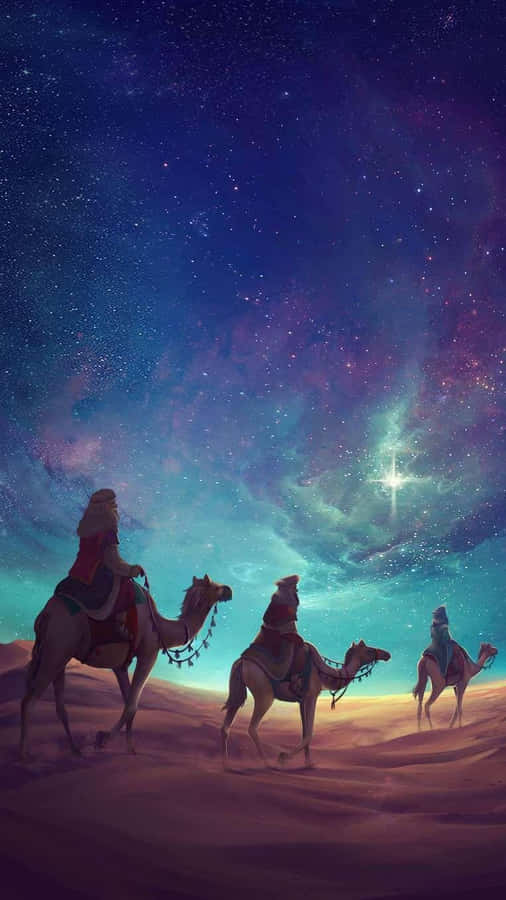 Three Wise Men Following Star Wallpaper