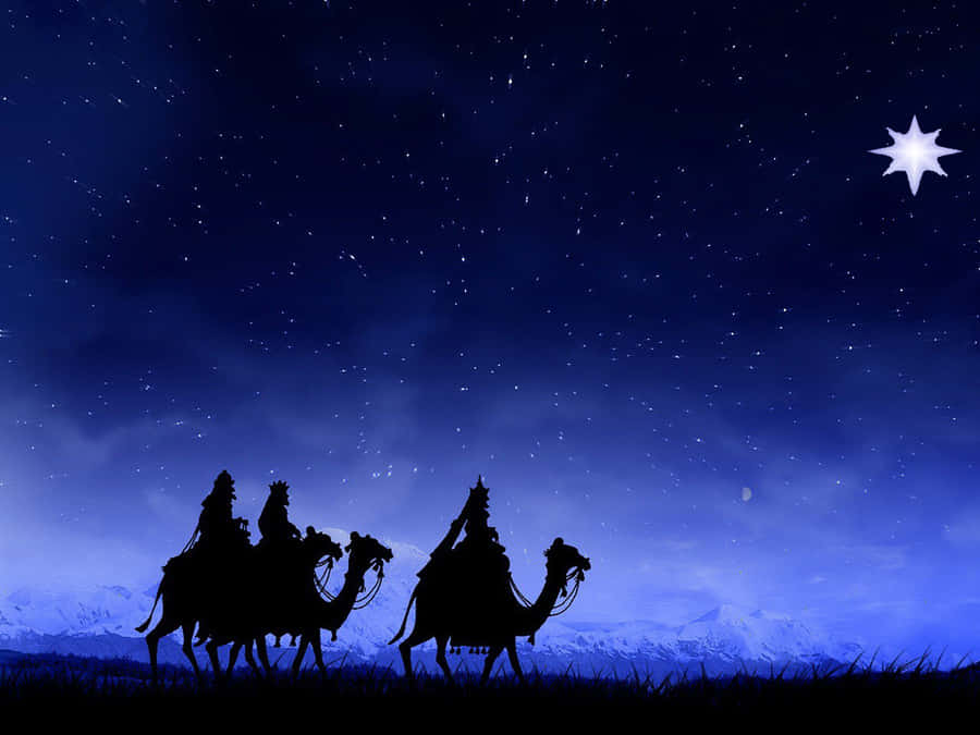 Three Wise Men Following Star Wallpaper