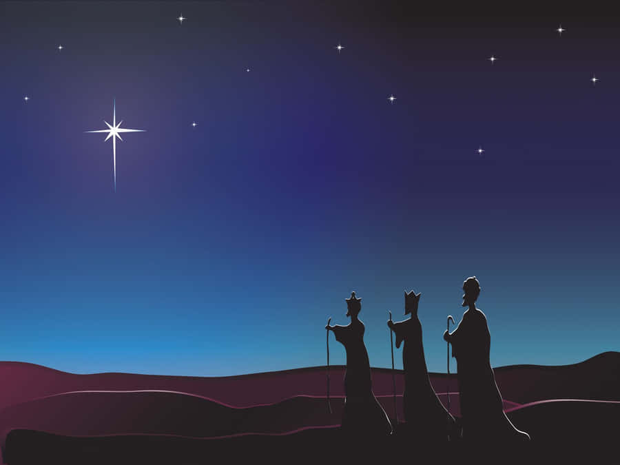 Three Wise Men Following Star Wallpaper