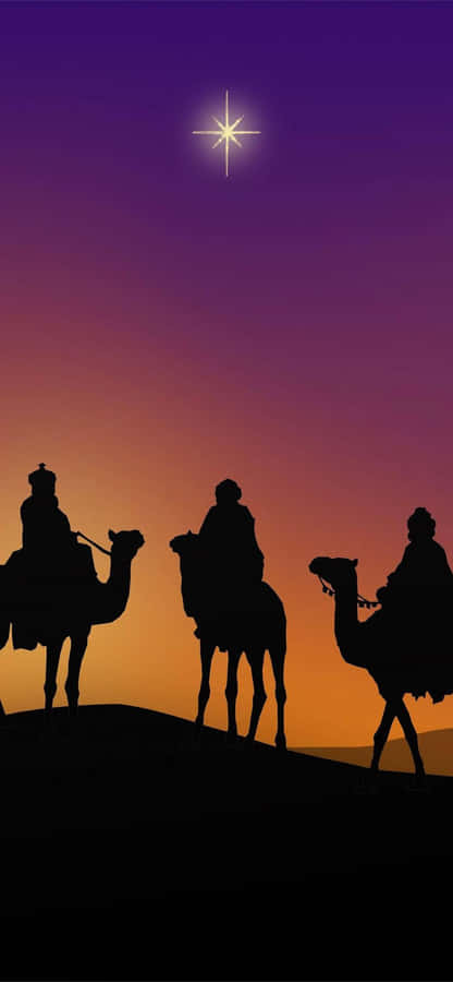 Three Wise Men Following Star Wallpaper