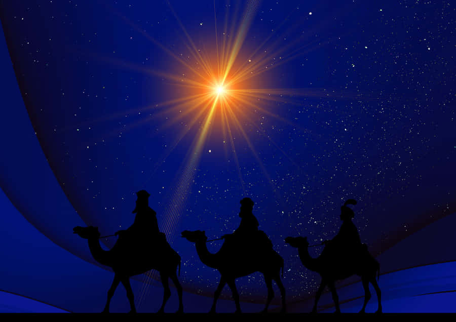 Three Wise Men Following Star Wallpaper