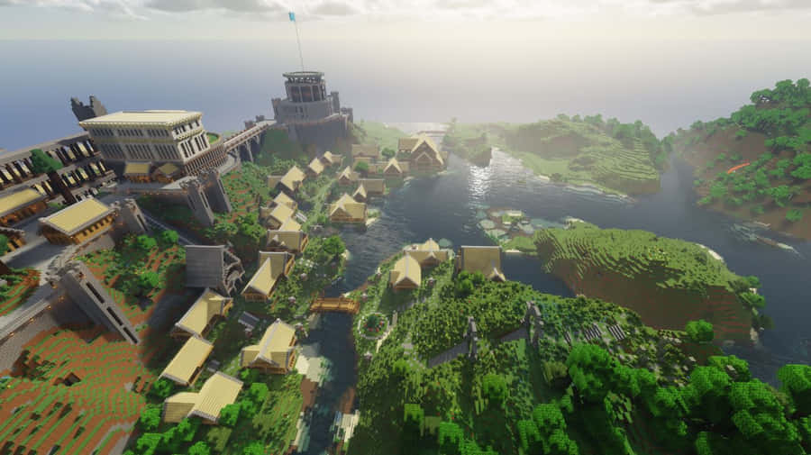 Thrilling Minecraft Survival Adventure In The Wilderness Wallpaper