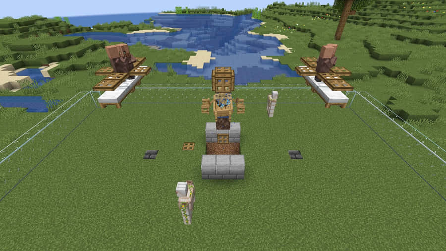 Thriving Minecraft Farm With An Impressive Windmill Wallpaper