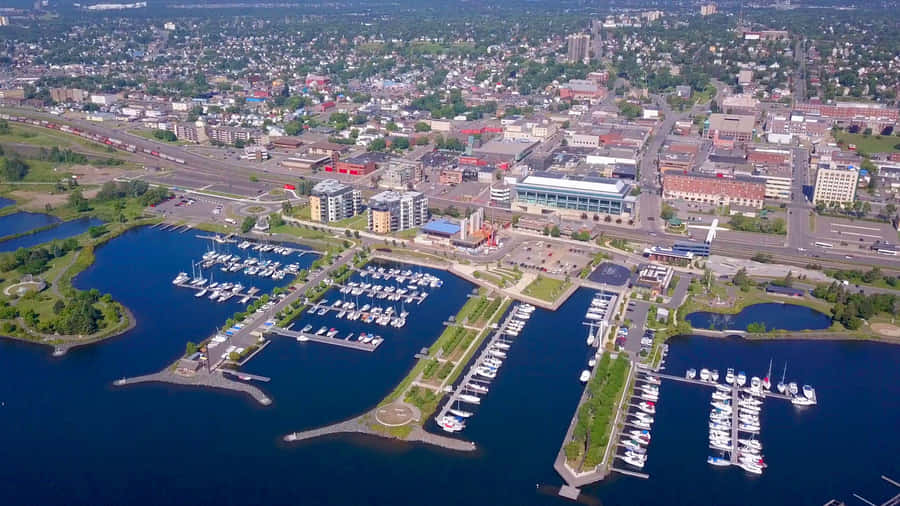 Thunder Bay Aerial View Marina Wallpaper