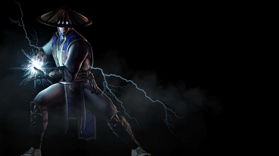 Thunder God Raiden In An Electrifying Mortal Kombat Battle Wallpaper