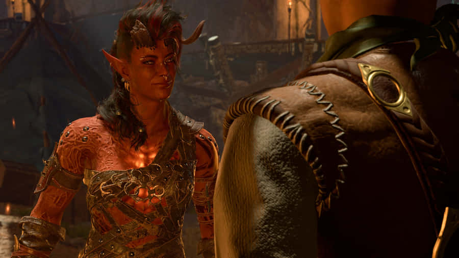 Tiefling Character Dialogue Scene Wallpaper