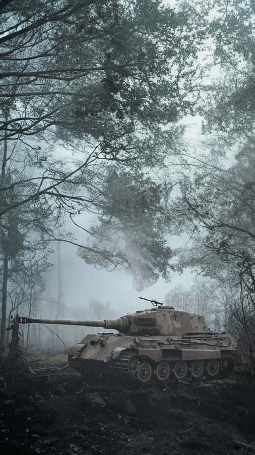 Tiger Tank In Forest Fog Wallpaper