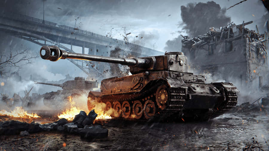 Tiger Tank In Urban Combat Wallpaper