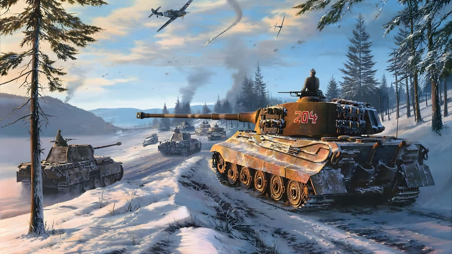 Tiger Tank In Winter Forest Wallpaper