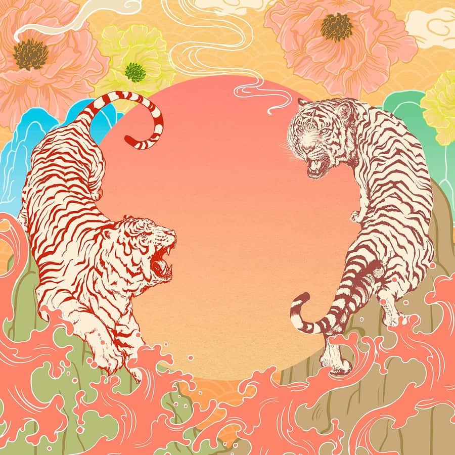 Tigersin Floral Fantasy Art Wallpaper
