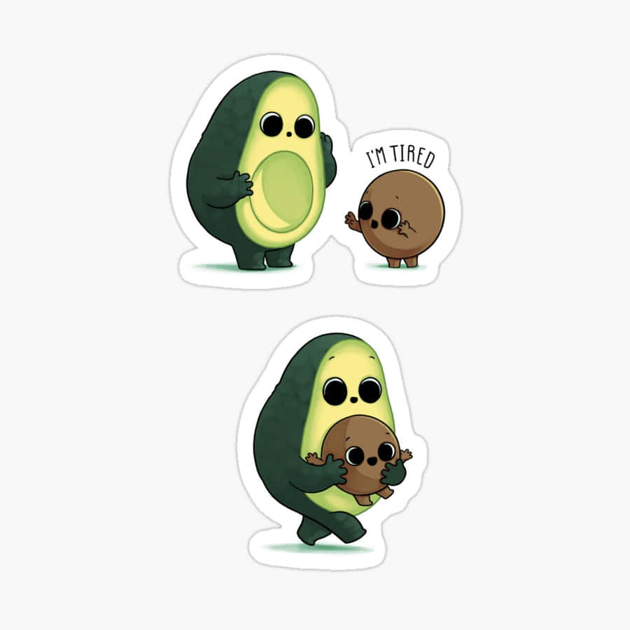 Tired Avocadoand Coffee Stickers Wallpaper