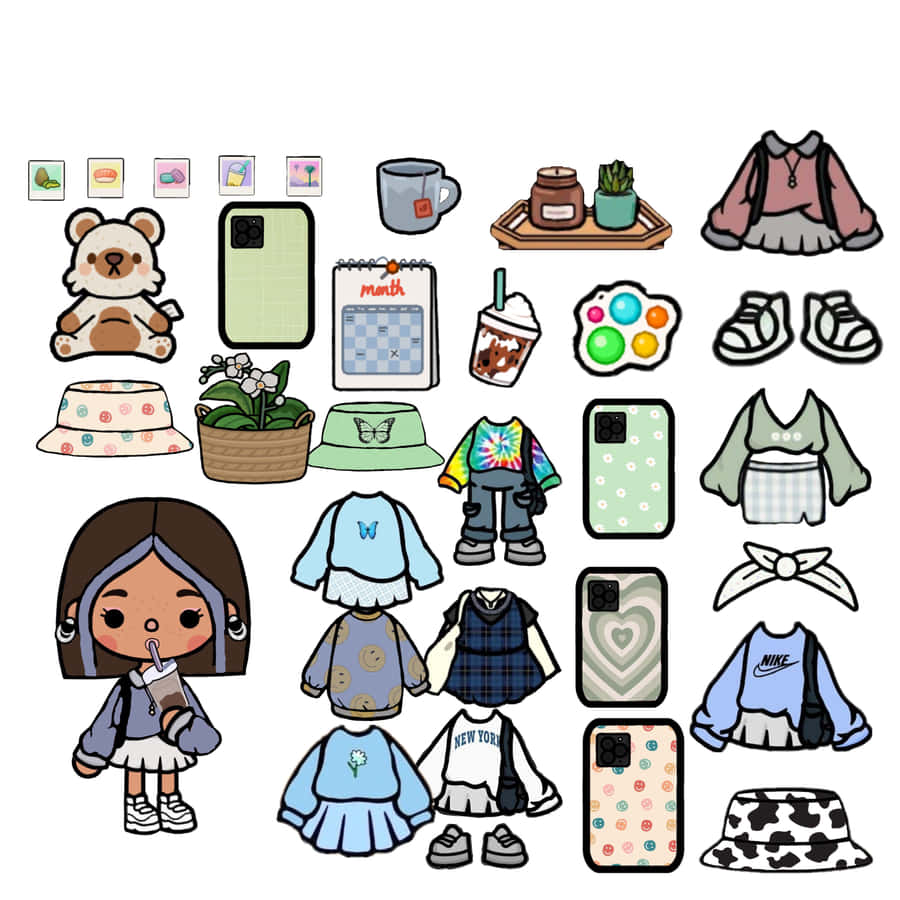 Toca Boca Character Fashionand Accessories Wallpaper