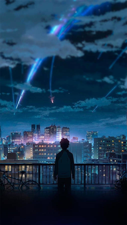 Tokyo Skyline Kimi No Na Wa Phone Wallpaper