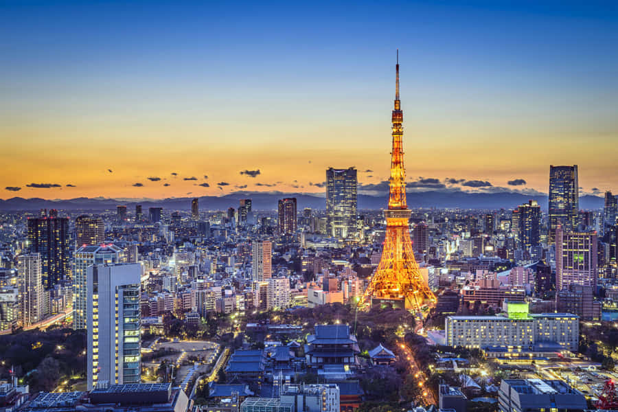 Tokyo Tower Dusk Cityscape Wallpaper