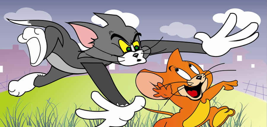 Tom And Jerry Laughing Together In A Hilarious Moment. Wallpaper