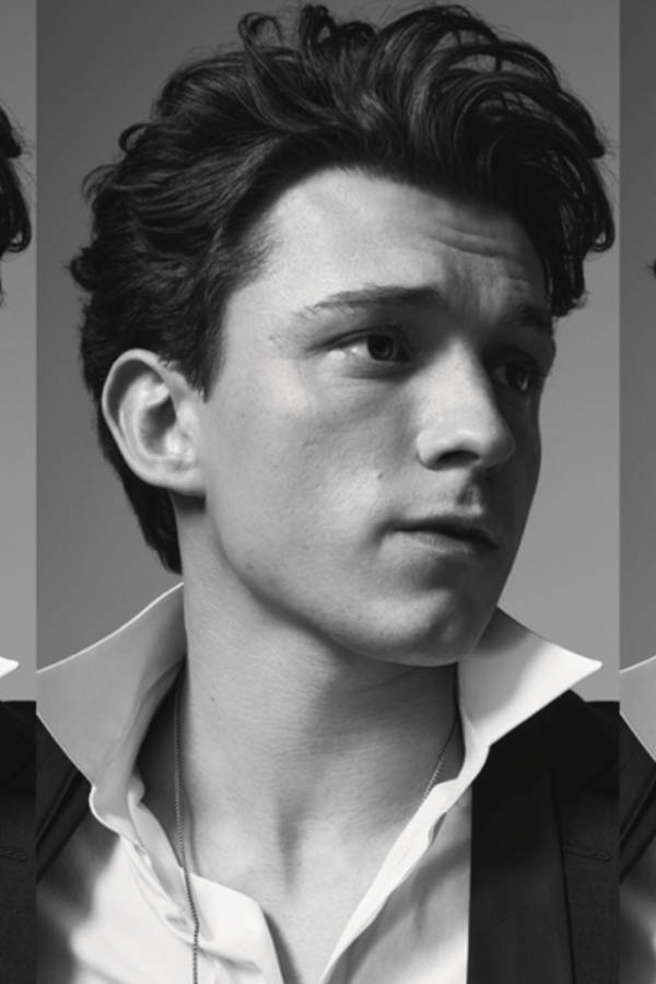 Tom Holland Greyscale Portrait Wallpaper