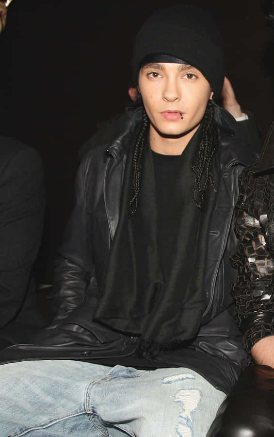 Tom Kaulitz Beanieand Leather Jacket Wallpaper