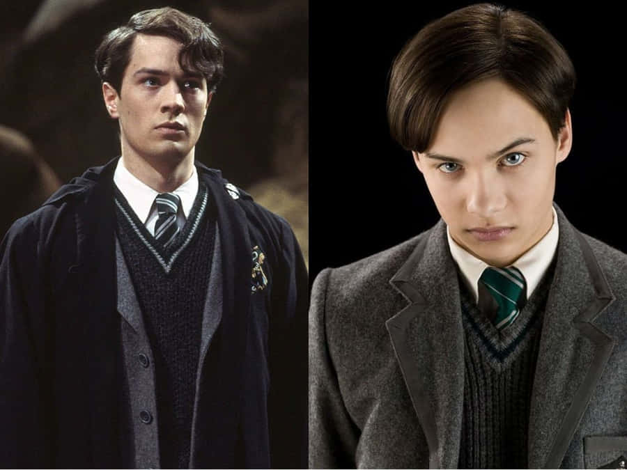 Tom Riddle Standing Amidst Hogwarts Ruins Wallpaper