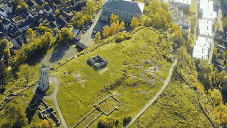 Tonsberg Castle Ruins Aerial View Wallpaper