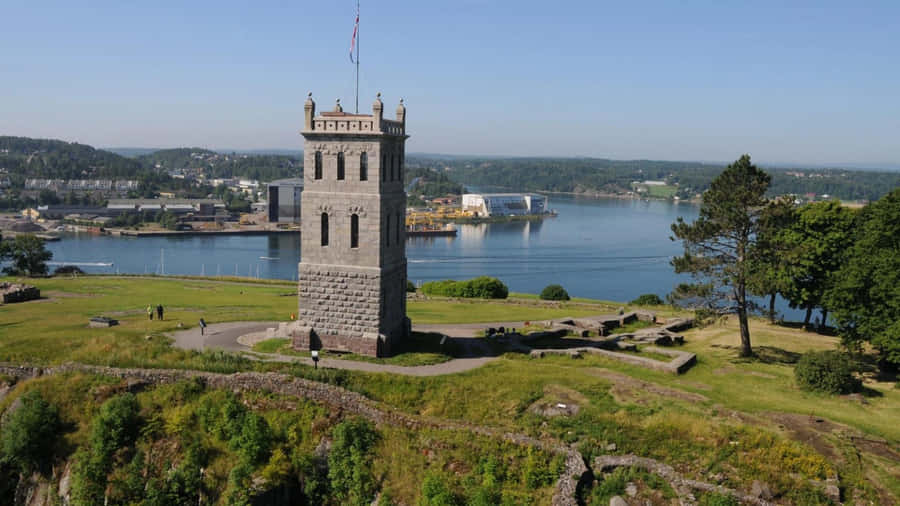 Tonsberg Tower Overlooking Waterfront Wallpaper