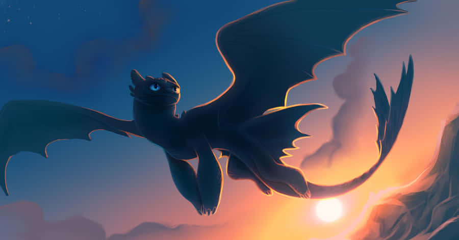 Toothless_ Sunset_ Flight Wallpaper