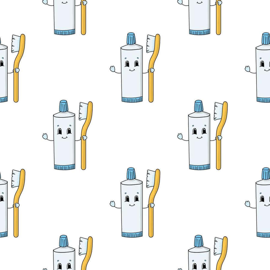 Toothpasteand Brush Pattern Wallpaper